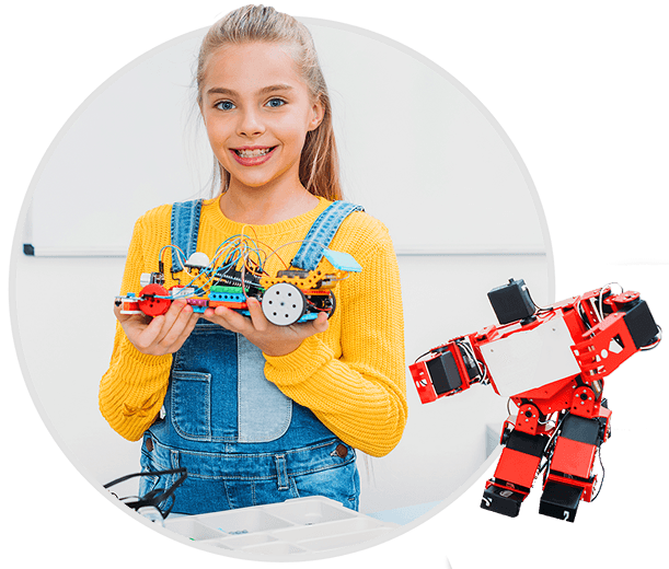 Girl holding robot